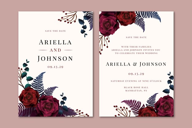 Gradient gothic wedding invitations