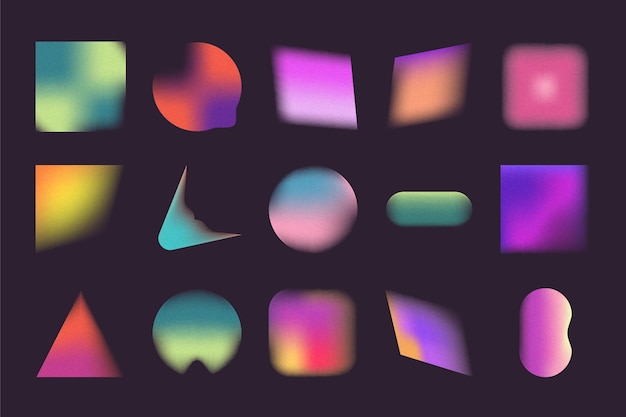 Free vector gradient grainy shape collection