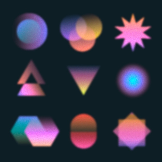 Free vector gradient grainy shapes collection