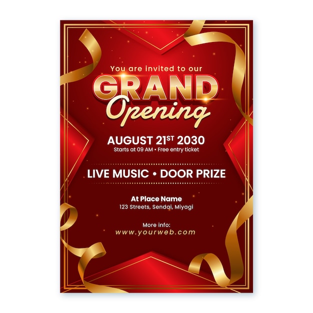 Free vector gradient grand opening invitation template