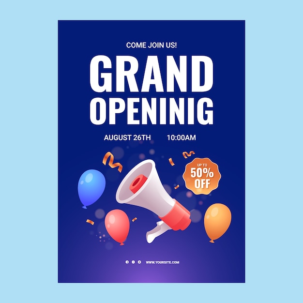 Gradient grand opening invitation