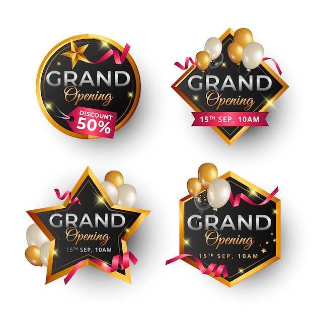 Free vector gradient grand opening labels collection