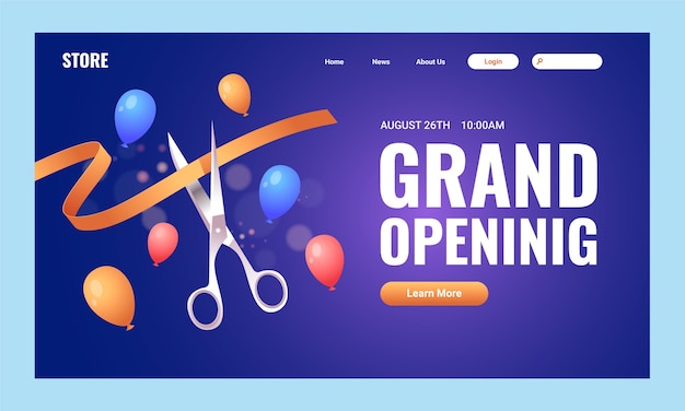 Gradient grand opening landing page