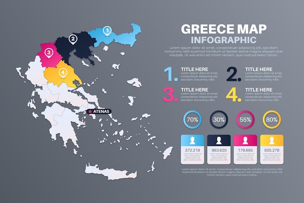 Gradient grece map infographic