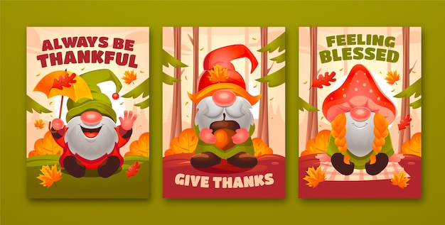 Gradient greeting cards collection for thanksgiving celebration