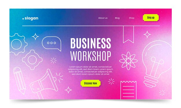 Gradient growing business workshop landing page