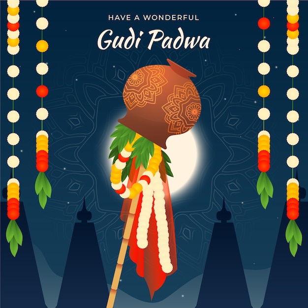 Gradient gudi padwa illustration