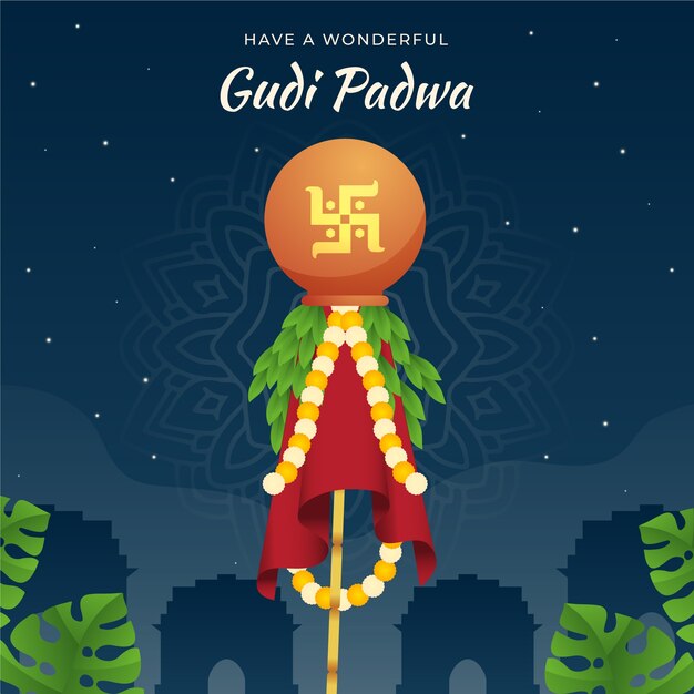 Gradient gudi padwa illustration