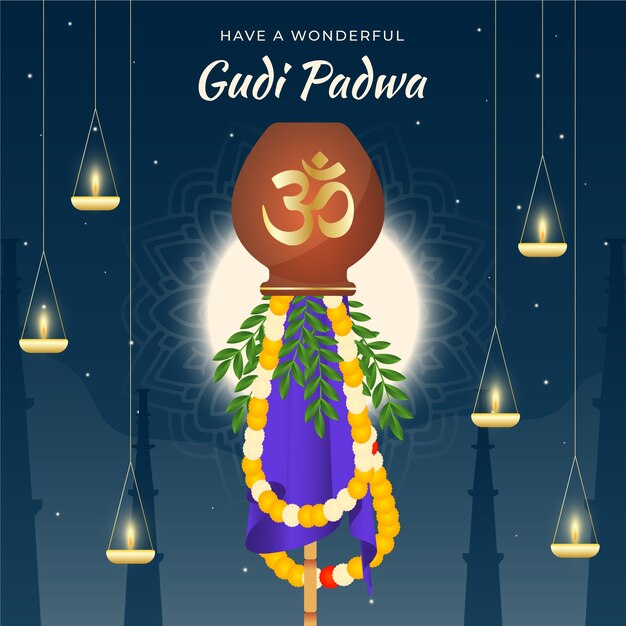 Gradient gudi padwa illustration