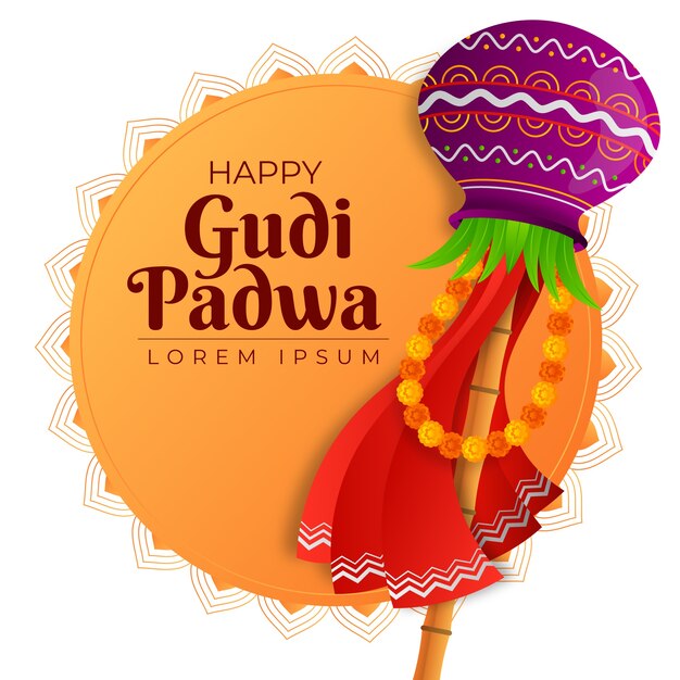 Gradient gudi padwa illustration