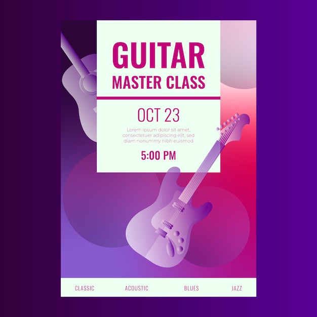 Gradient guitar lessons poster template