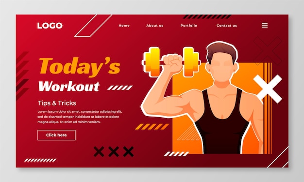 Gradient gym and fitness design template