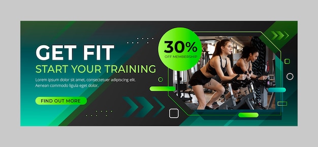 Gradient gym fitness facebook cover