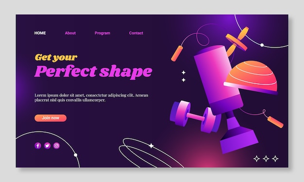 Gradient gym fitness template design