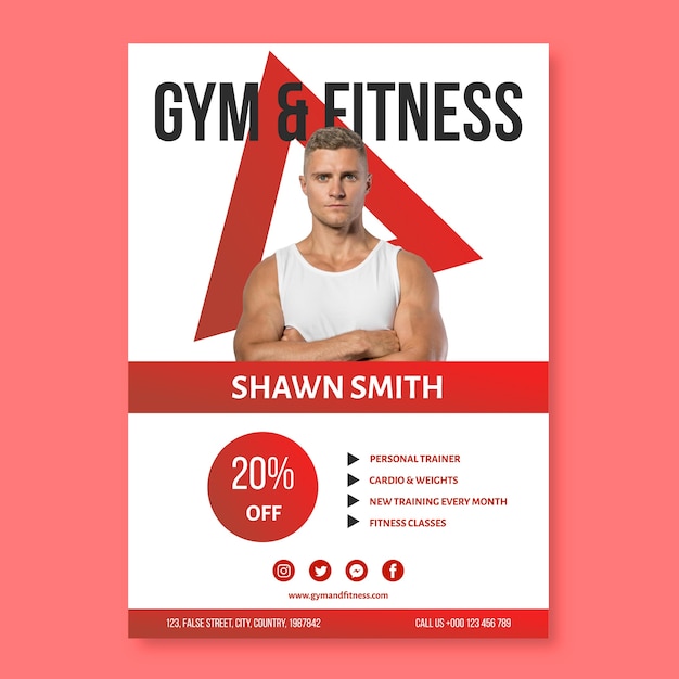 Gradient gym poster template