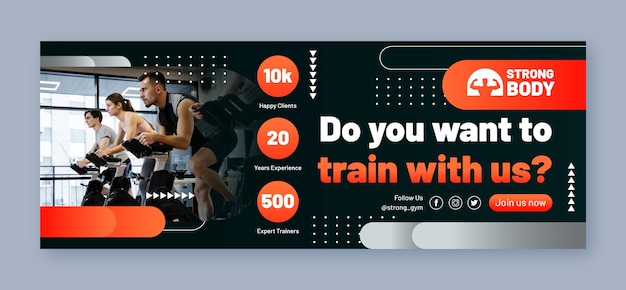 Free Vector gradient gym training facebook cover