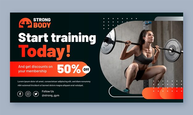 Gradient gym training facebook template