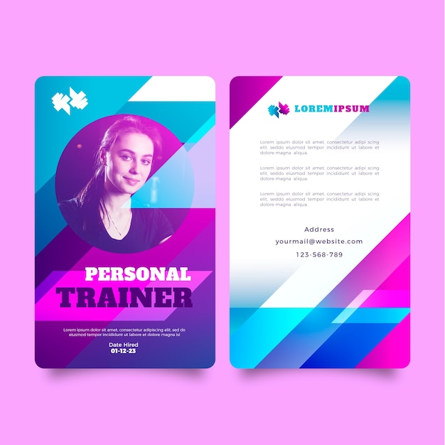 Gradient gym training id card template