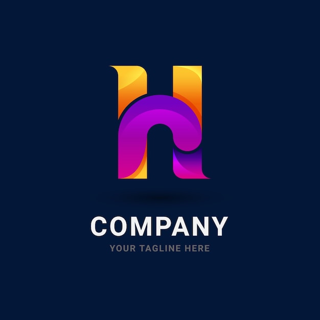 Free vector gradient h logo template design