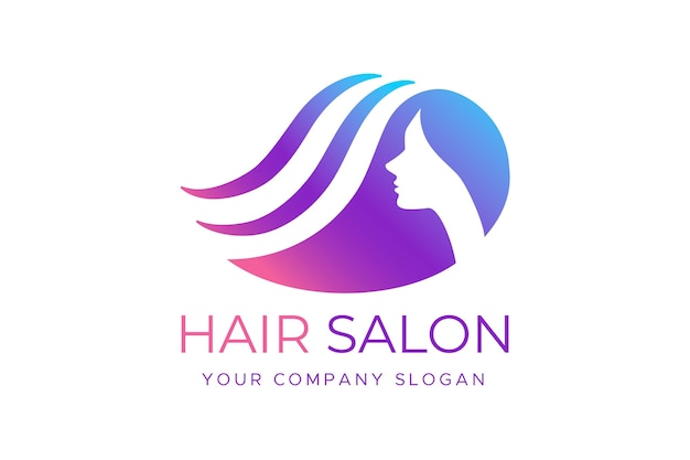 Gradient hair salon logo template