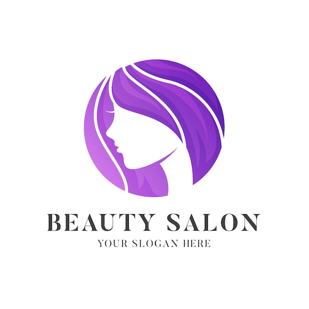 Gradient hair salon logo template