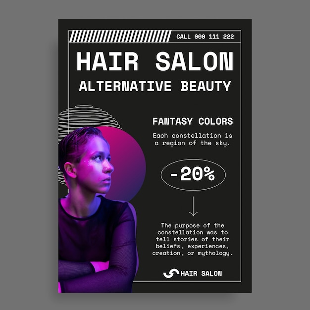 Free Vector gradient hair salon poster template