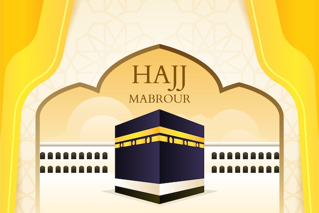 Gradient hajj background with mecca