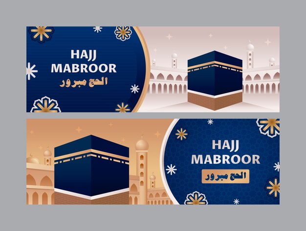 Gradient hajj horizontal banners collection