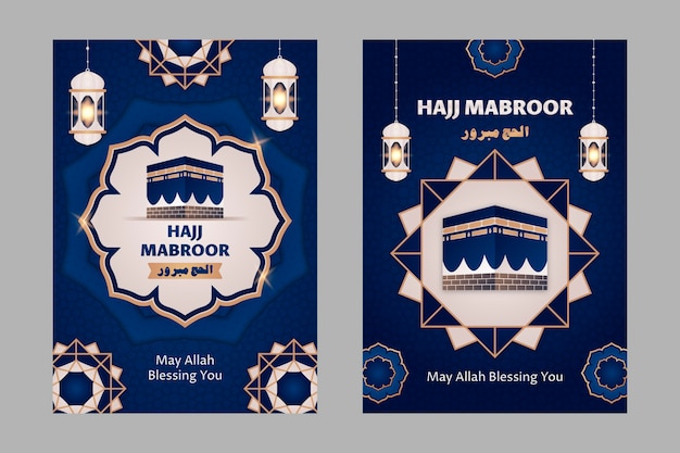 Gradient hajj mubarak cards collection