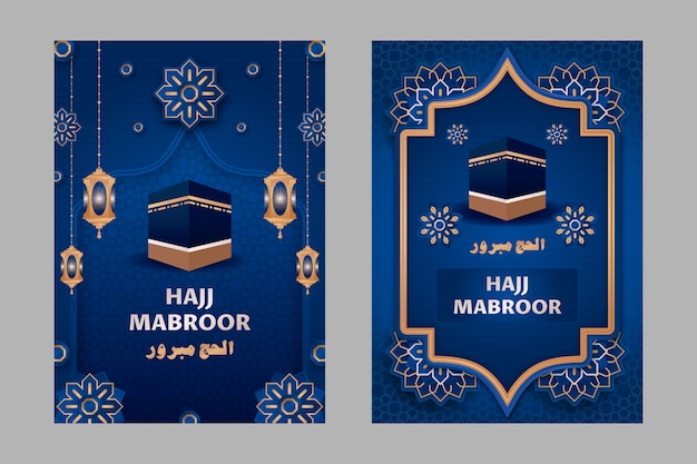 Gradient hajj mubarak cards collection