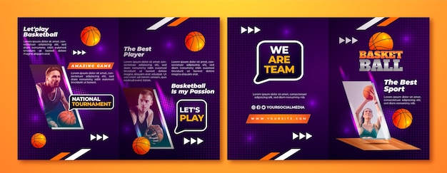 Gradient halftone basketball brochure template