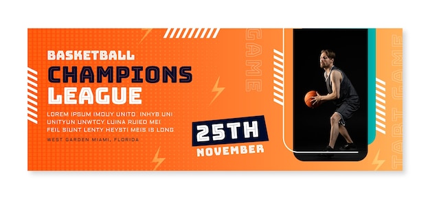 Gradient halftone basketball facebook cover