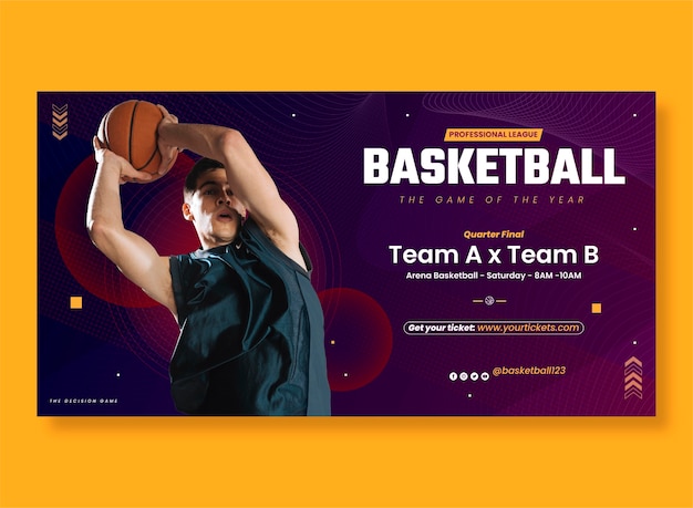 Free Vector gradient halftone basketball facebook post