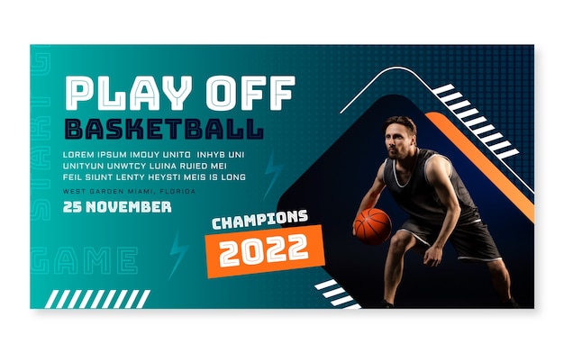 Free Vector gradient halftone basketball facebook post