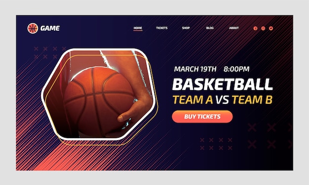 Free Vector gradient halftone basketball landing page