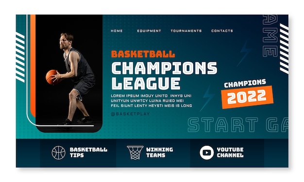 Free Vector gradient halftone basketball landing page