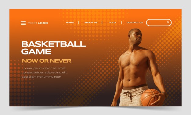 Gradient halftone basketball landing page