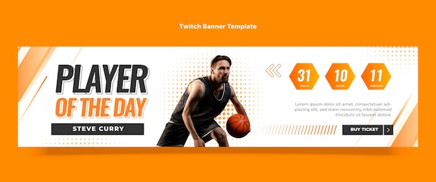 Gradient halftone basketball twitch banner