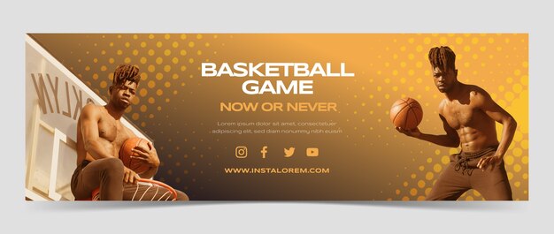 Gradient halftone basketball twitter header