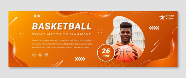 Gradient halftone basketball twitter header