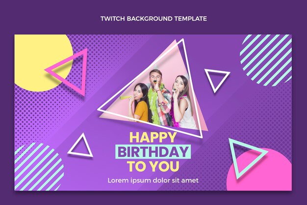 Gradient halftone birthday twitch background