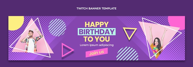 Gradient halftone birthday twitch banner