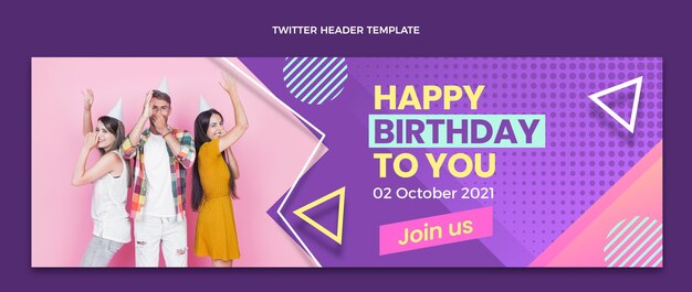 Gradient halftone birthday twitter header