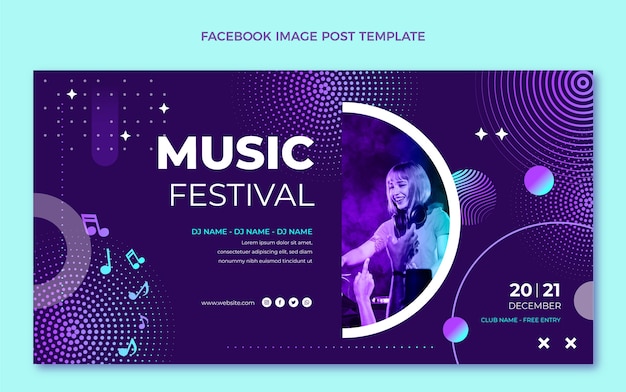 Gradient halftone music festival facebook post