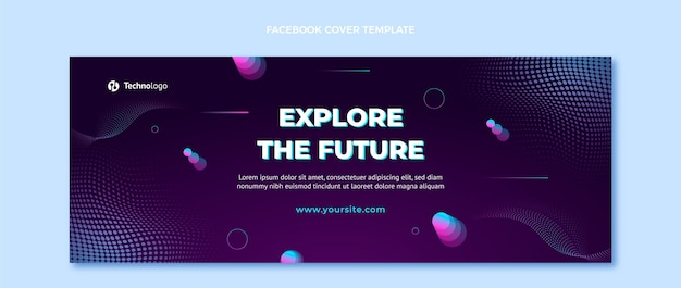 Free Vector gradient halftone technology facebook cover