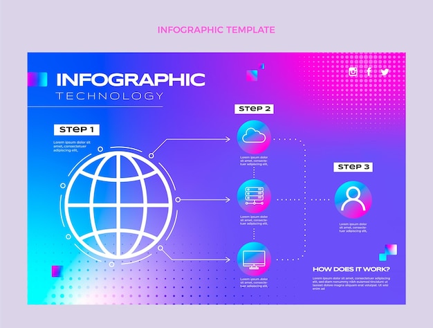 Gradient halftone technology infographic