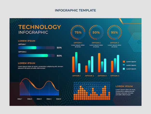 Gradient halftone technology infographic