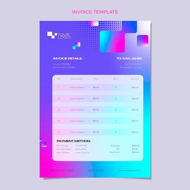 Gradient halftone technology invoice