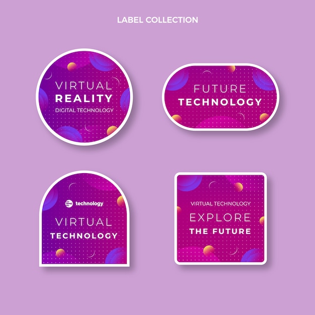 Free Vector gradient halftone technology labels