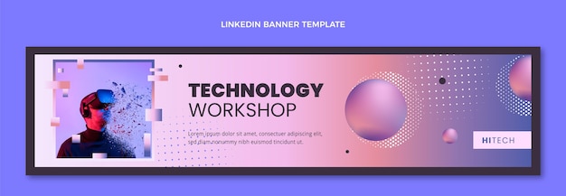 Free Vector gradient halftone technology linkedin banner